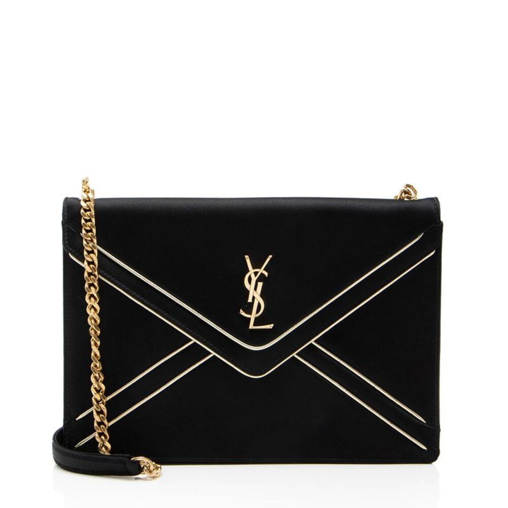 Saint Laurent Satin Monogram Gaby Chain Envelope Bag